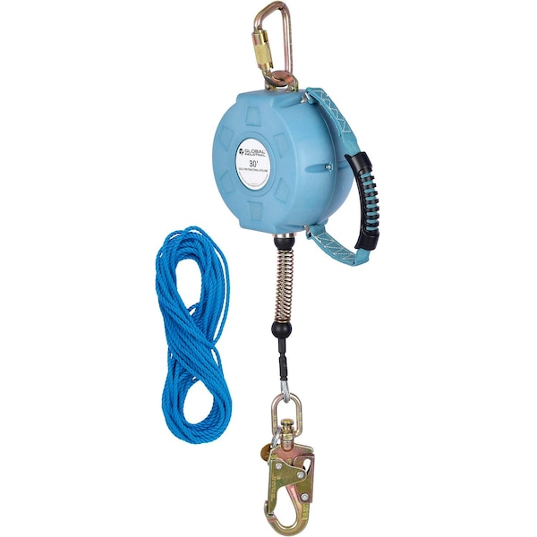 30ftL Contractor Self Retracting Lifeline, Galvanized Cable